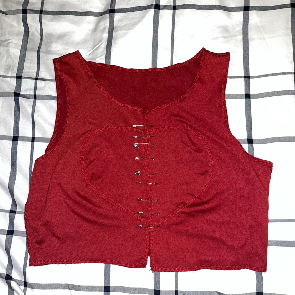 Red cropped blouse